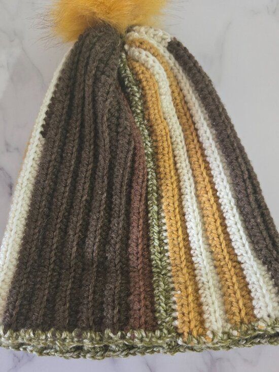Crochet Striped Beanie: Funky Multicolor Acrylic Winter Hat main image 5